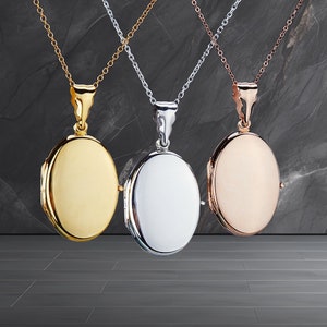 Gegraveerd zilveren roségouden ovaal medaillon met foto, ovale herdenkingsmedaille, Moederdagcadeau, jubileumcadeau, herinneringsmedaillon, Valentijnsdag
