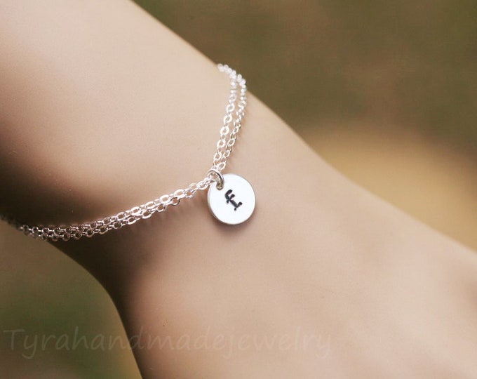 initial letter charm bracelet,monogram tag bracelet,hand stamped,custom font,personalized initial,bridesmaid bracelet,Bridal wedding jewelry