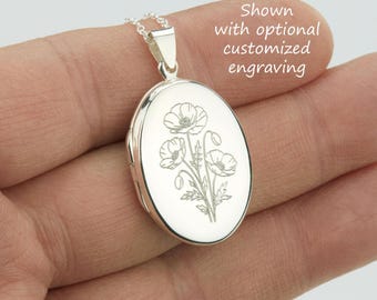 Personalized sterling silver oval locket with photo,quarter size,custom engraving,locket,family loss locket,Memorial locket,wedding locket