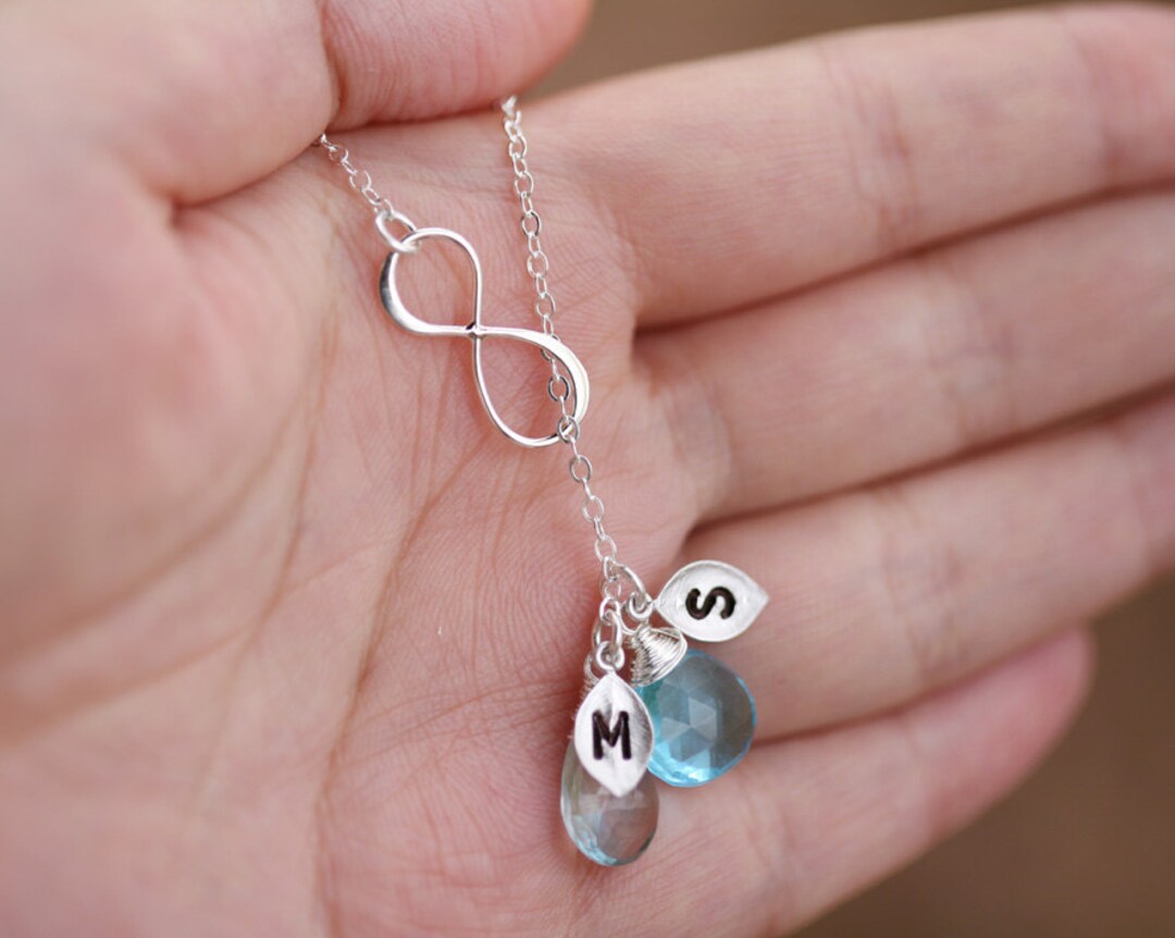 Personalized Infinity Necklace,initial Leaf Jewelry,family Monogram ...