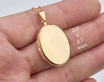 Large gold plated over sterling silver oval locket with photo,custom engrave memorial locket,Mother gift,remembrance locket,family loss gift