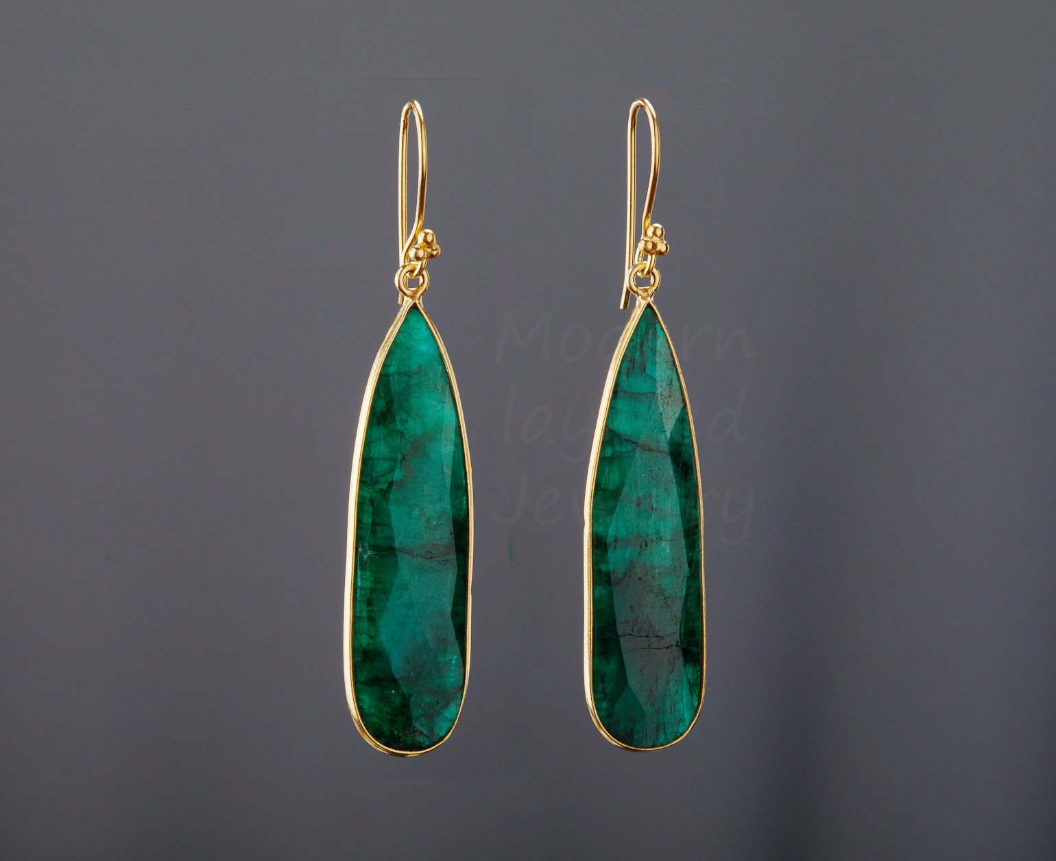 green emerald velvet dress Hadley Tear Drop Earrings in Emerald Green main image 0