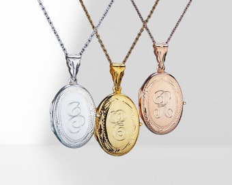Quarter size engraved sterling silver oval locket with photo,decorative border,memorial locket,anniversary gift,Monogram locket with photo