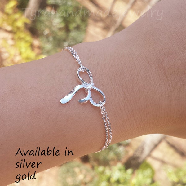 Sterling silver bow bracelet,knot bracelet,Tie a knot bracelet,friendship gift,sister bracelet,bridesmaid gifts,wedding bridal jewelry