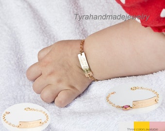 Personalized Baby bar Bracelet , Little Girl bracelet,Baby Jewelry, Personalized Baby Toddler Name Bracelet,baby birthstone bar bracelet