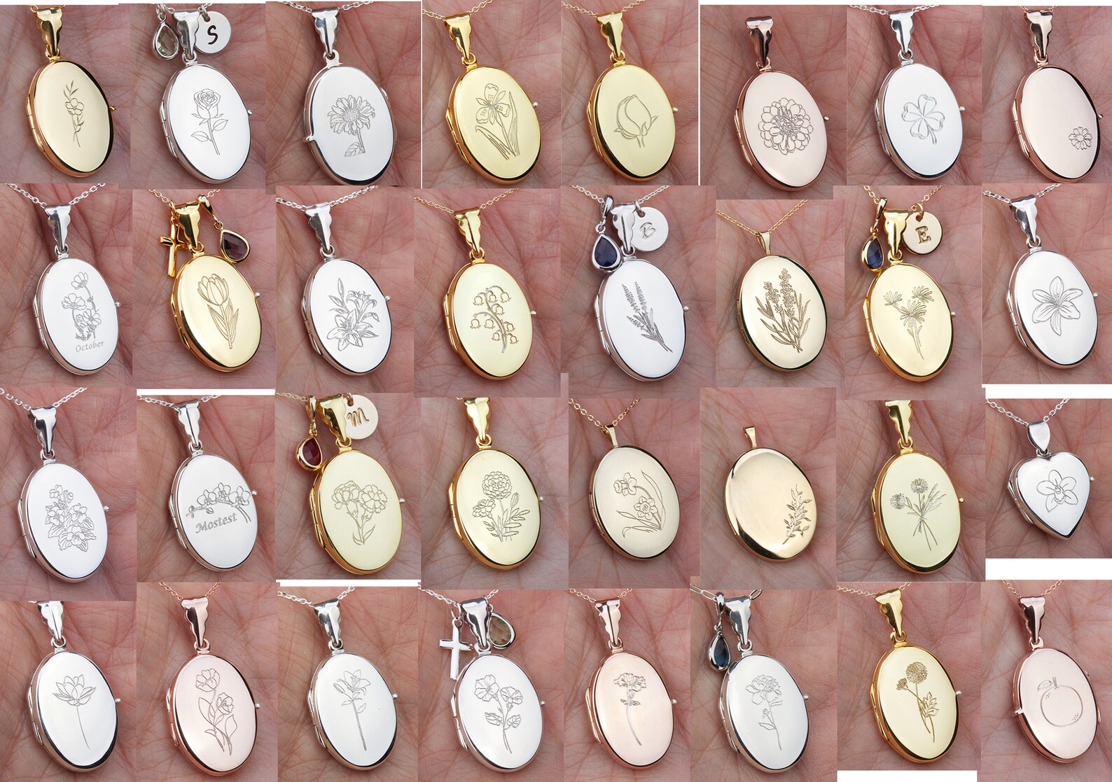 Engraved Silver Rose Gold Oval Locket With Photomemorial Oval - Etsy
