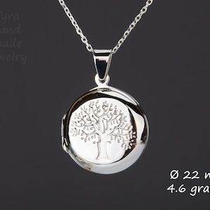 Può includere: Collana con ciondolo in argento con un design a forma di albero. Il ciondolo ha un diametro di 22 mm e pesa 4,6 grammi.