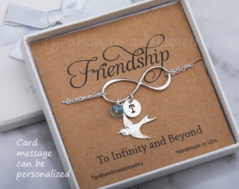 Initial infinity bracelet,swallow bird bracelet,Mother bracelet,custom birthstone,Family monogram tag bracelet,custom font,mother's day gift