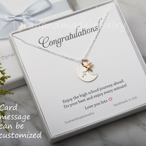 te amo a la luna y el collar de la espalda, collar de la estrella de la luna inicial, regalo del día de San Valentín, regalo del aniversario del monograma de la pareja, tarjeta de joyería personalizada
