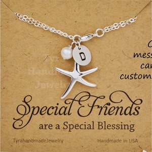Personalized starfish bracelet,initial bracelet,custom font monogram,bridesmaid gift,beach ocean themed wedding,best friend,custom note card image 4