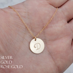 Big initial disc necklace,Large monogram tag necklace,hand stamped,simple daily jewelry,Birthday gift,Bridesmaid gift,custom jewelry card