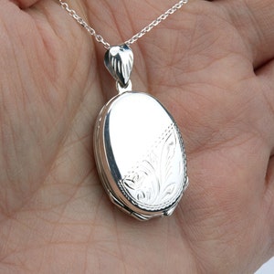Remembrance Locket Four Photos Sterling Silver Locket,custom Engrave Memorial Oval Locket ...