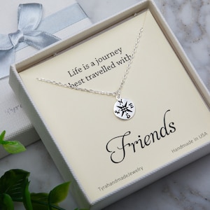 Compass necklace,personalize message card,best friend gift,Graduation Gift,journey necklace,sisterhood gift,BFF,sisters gift,class of 2019