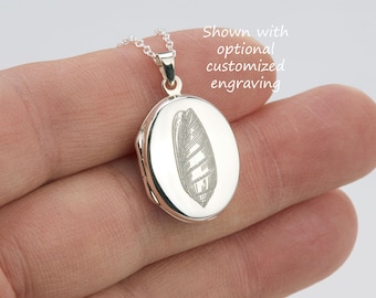 Custom Engraved Sterling Silver Oval Locket Necklace,Photo Keepsake,Dime size photo locket ,family loss locket,Memorial locket,wedding gift