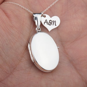 sterling silver locket necklace,custom font monogram heart,couple initial,memorial anniversary necklace,Valentines day gift,mothers day gift