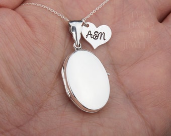 collier médaillon en argent sterling,cœur monogramme de police personnalisée,initiale de couple,collier anniversaire commémoratif,cadeau de la Saint-Valentin,cadeau de fête des mères