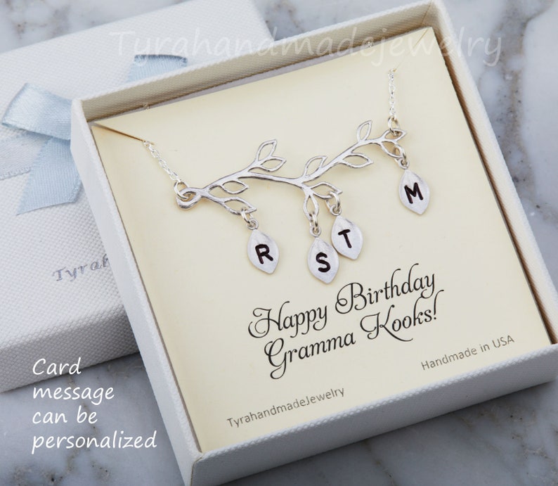 Family Tree bracelet,leaf initial on branch bracelet,Family initial bracelet,kid initial,Grandma jewelry,Mothers Day gift,mother in law gift image 6