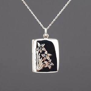 Engraved rectangle sterling silver locket with photo,custom engraved book locket,Memorial photo locket,Memory photo locket,Mothers day gift