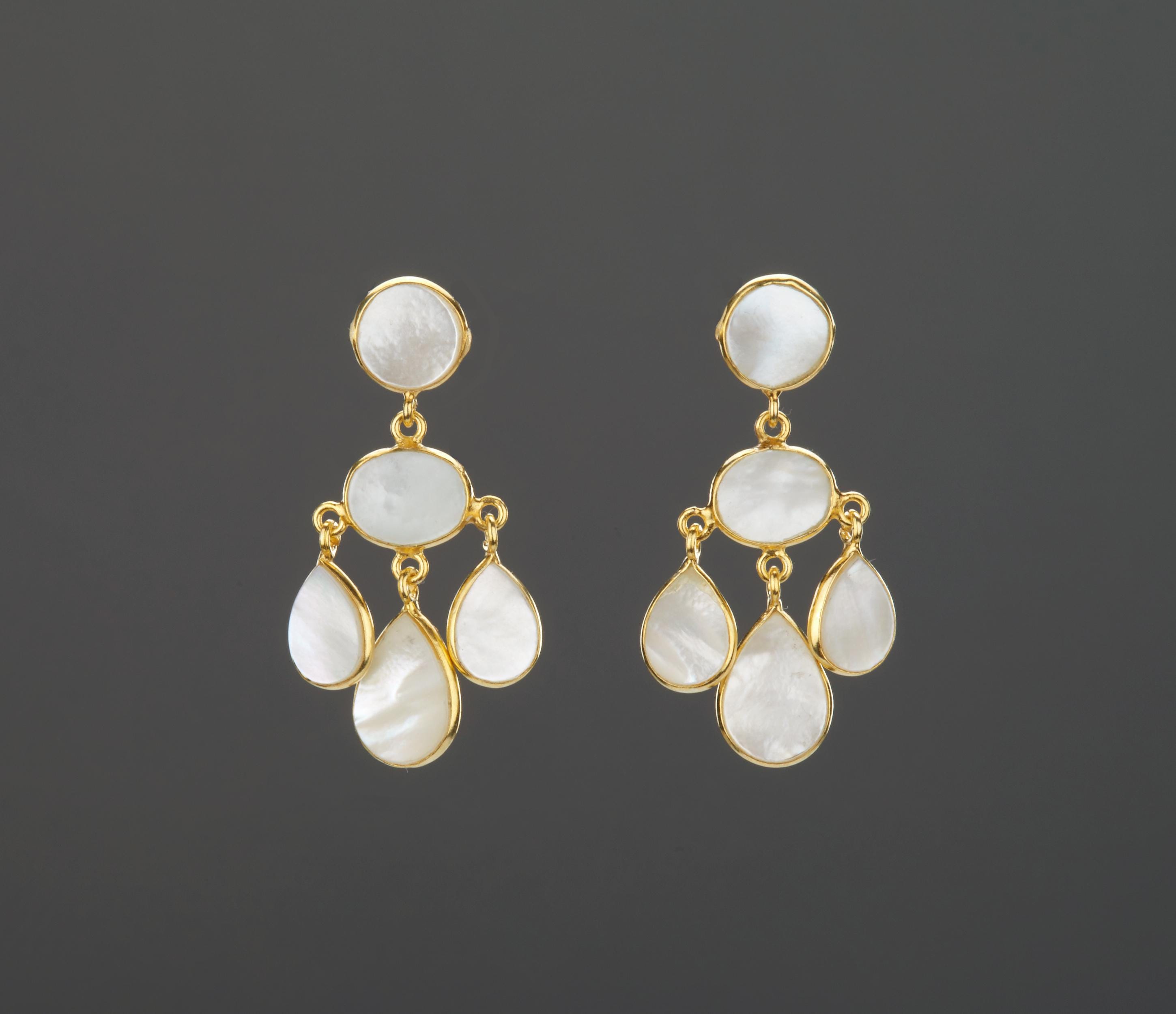 Three Tier Mother of Pearl Earring,mother of Pearl
