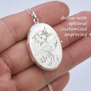 Grande medaglione in argento sterling inciso con foto, grande medaglione ovale, medaglione per la perdita di un familiare, regalo di nozze, medaglione commemorativo, San Valentino