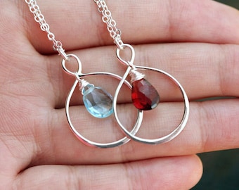 Infinity birthstone necklace,Personalized gem stone necklace,Bridesmaid Gifts,silver infinity necklace,wedding Jewelry,best friend necklace