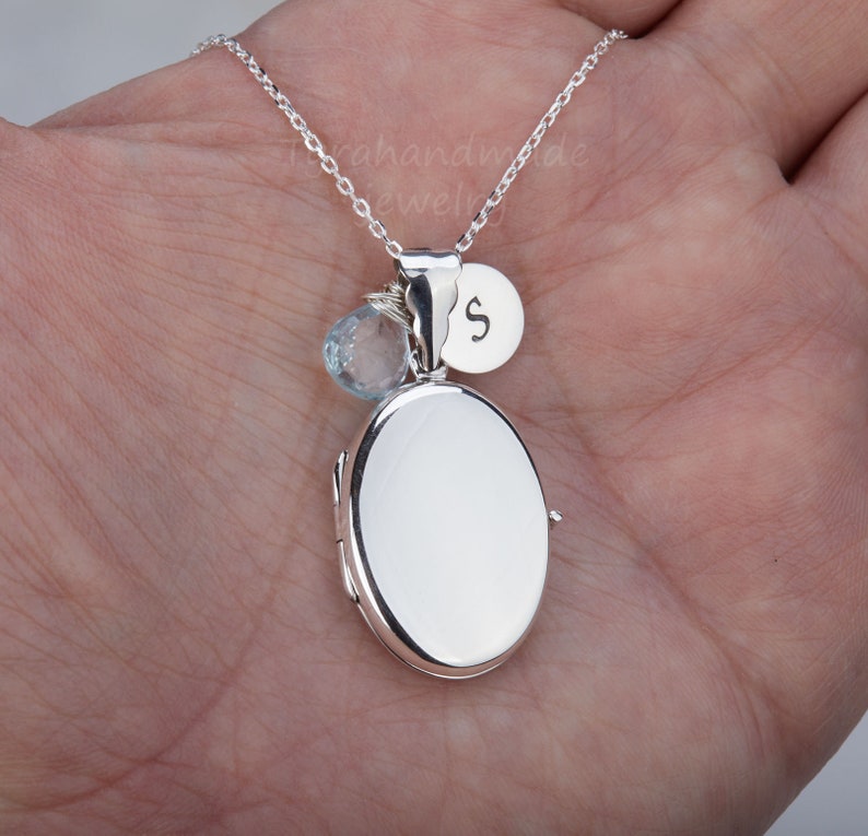 Sterling Silver Locket NecklacePersonalizedinitial image 5