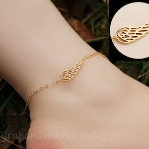 Engel Flügel Fußkettchen, Gold Flügel zarte Fußkettchen, Brautjungfer Geschenke, Alltagsschmuck, Hochzeit Brautschmuck, Erinnerung Fußkettchen, Sommer Fußkettchen, Mutter Geschenk
