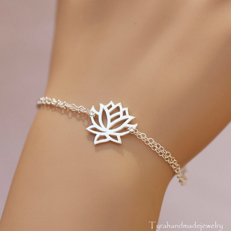 Lotus Charm Ball Chain Bracelet