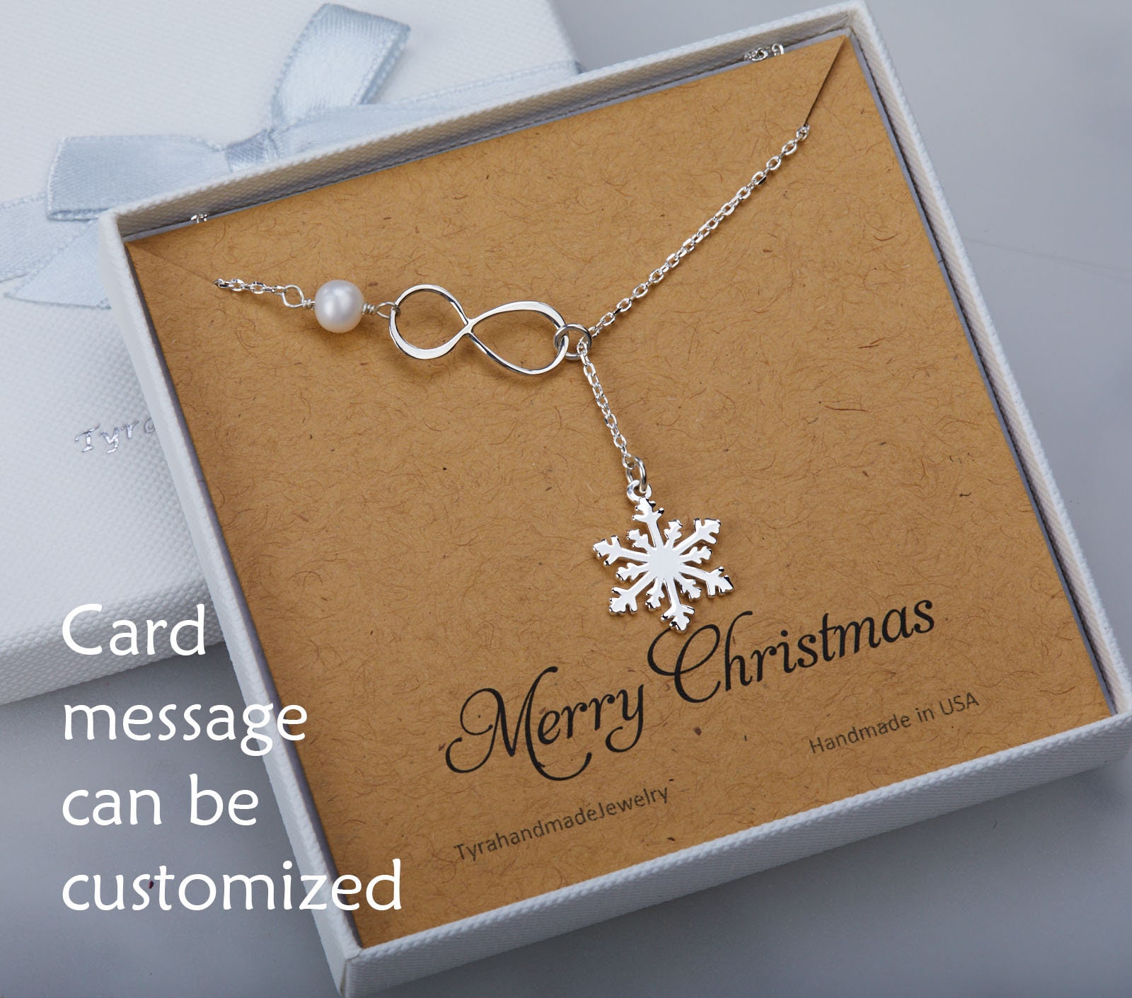 Sterling Silver Snowflake Lariat Necklace snowflake Infinity