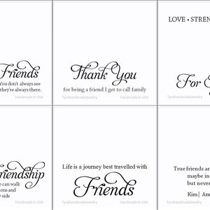 Greeting card,Custom Jewelry Card insert,custom note card,custom message card,friendship,family image 5