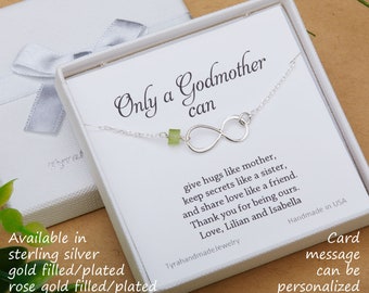 Godmother gift,Godmother infinity bracelet,Godmother thank you card,Infinity turquoise bracelet,mother in law gift,custom message card