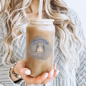 Camping Bachelorette Party Glass Personalized, Custom Camping Themed Iced Coffee Cup with Bamboo Lid & Straw, Bridal Party Gifts 2025