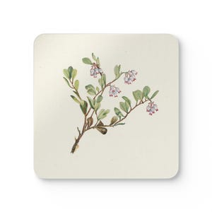 Botanical Corkwood Coaster Set, Eco-Friendly Drink Coasters, Floral Home Decor, Housewarming Gift, Coffee Table Accessories