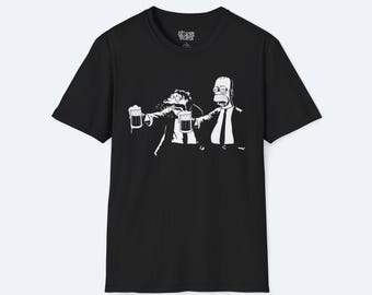 Camiseta Pulp Simpson - Divertida camiseta gráfica de parodia de la película Simpsons - Camiseta retro de Homero con dibujos animados de la cultura pop, ropa urbana unisex, regalo para fanáticos