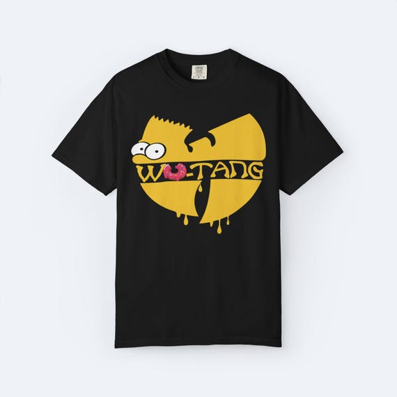 Wu-Tang Simpson Vintage Tee - Unisex Black T-Shirt, Cartoon Streetwear Graphic, Retro Pop Culture Top