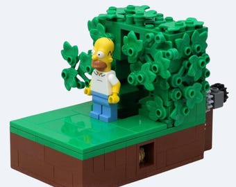 Simpsons Bushes Meme Building Set, Homer Bush Meme Toy, LEGO Compatible Brick Display, Funny Gift, Cartoon Desk Decor, Adult Collector Toy