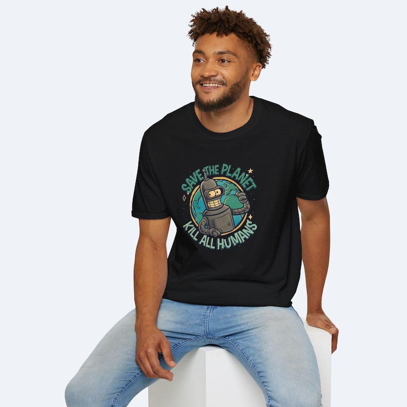 Save the Planet Bender Tee - Futurama Funny Graphic T-Shirt, Environmentalist Robot Shirt, Eco & Geek Gift image 3
