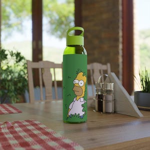 Homer Simpson Backing Into Bushes Water Bottle - Funny Meme Cartoon Reusable 21.9oz Tritan Drinkware - Gym School Travel Hydration Gift Idea