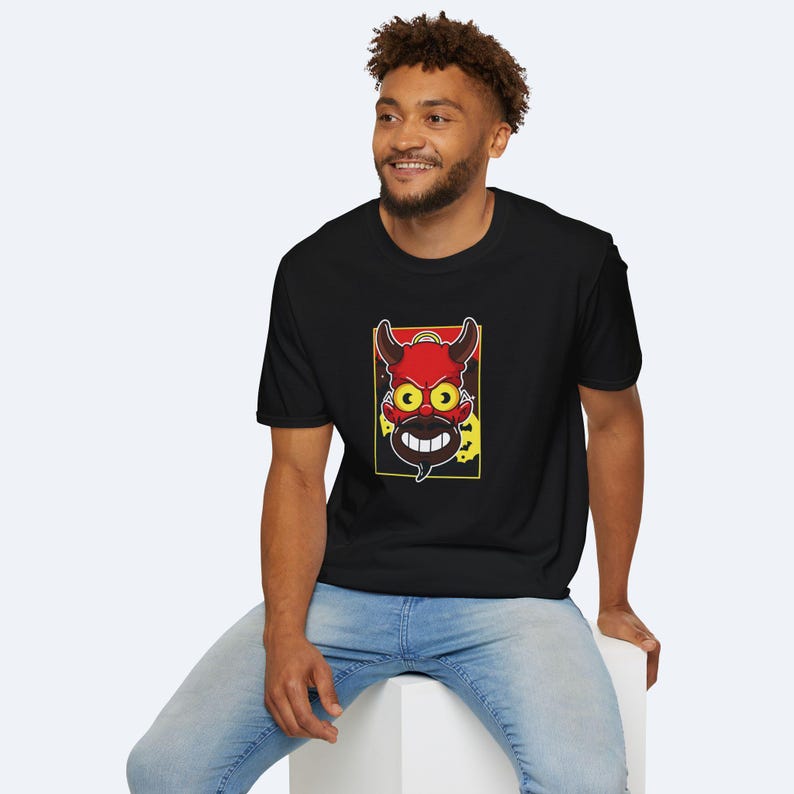 Simpson Halloween Devil T-Shirt - Unisex Softstyle Tee, Spooky Homer Design, Costume Shirt, Scary Graphic Top, Halloween Apparel image 3