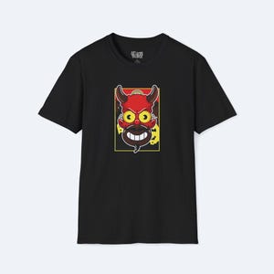Simpson Halloween Devil T-Shirt - Unisex Softstyle Tee, Spooky Homer Design, Costume Shirt, Scary Graphic Top, Halloween Apparel image 1
