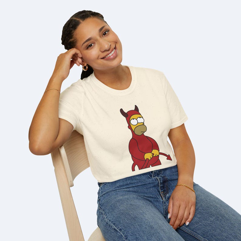 Camiseta de Homero el Diablo, divertida camiseta gráfica, camiseta unisex de moda, diseño genial de diablo, camiseta suave, regalo para él/ella imagen 2