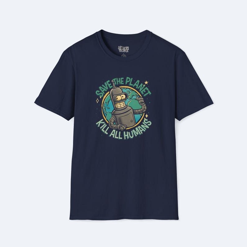 Save the Planet Bender Tee - Futurama Funny Graphic T-Shirt, Environmentalist Robot Shirt, Eco & Geek Gift image 2