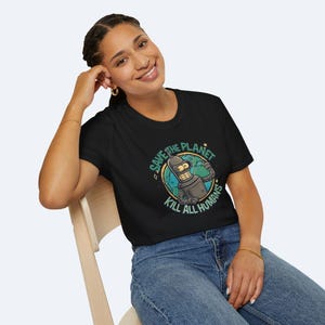 Save the Planet Bender Tee - Futurama Funny Graphic T-Shirt, Environmentalist Robot Shirt, Eco & Geek Gift image 5