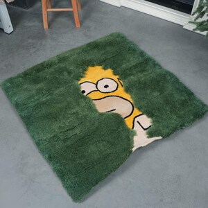 Fluffy Tufted Homer Rug – Handmade Simpsons Bush Meme Carpet | Funny Home Decor & Soft Acrylic Rug – Great Father’s Day Gift for Meme Fans