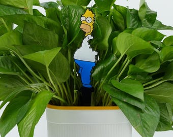 Estaca para plantas de Homer Simpson: divertida decoración de jardín impresa en 3D / Letrero con meme de arbusto de doble cara para amantes de las plantas, jardineros y fanáticos de Los Simpson.