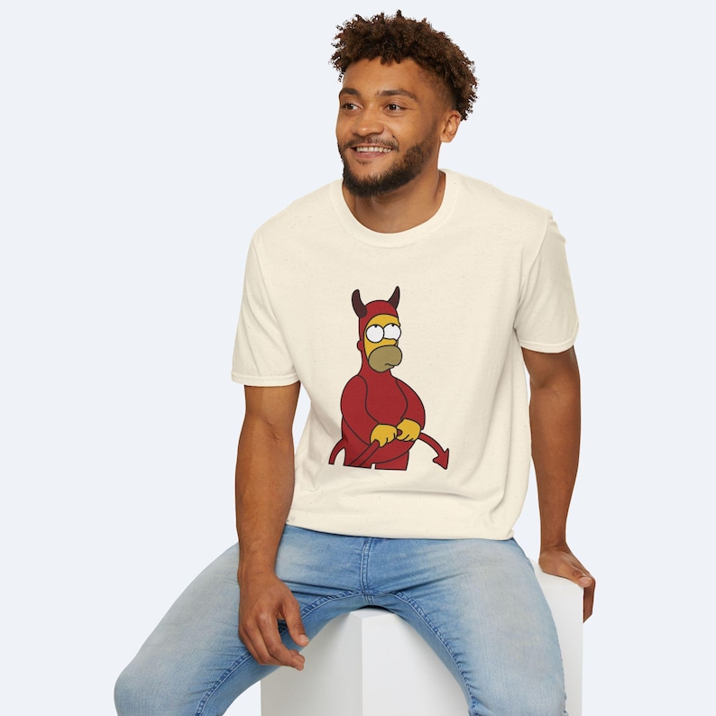 Camiseta de Homero el Diablo, divertida camiseta gráfica, camiseta unisex de moda, diseño genial de diablo, camiseta suave, regalo para él/ella imagen 3