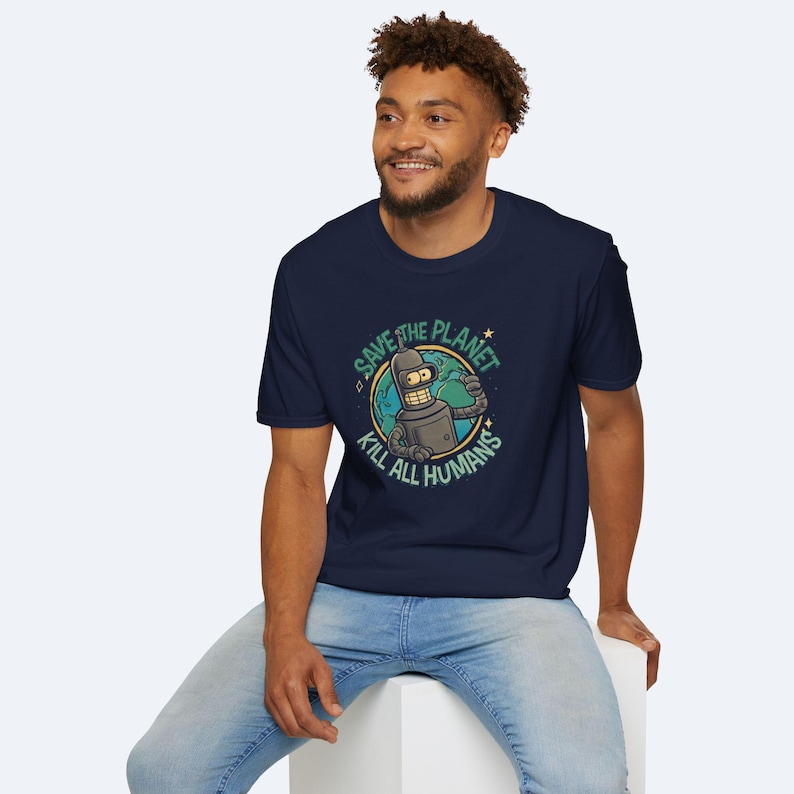 Save the Planet Bender Tee - Futurama Funny Graphic T-Shirt, Environmentalist Robot Shirt, Eco & Geek Gift image 4