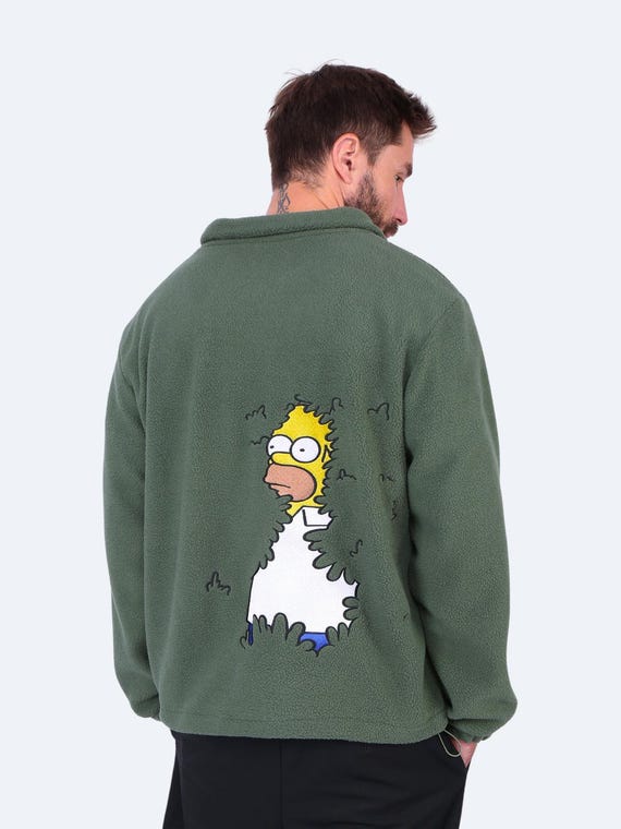Oversized Teddy Jacket Homer Simpson Bush Meme Embroidered | Funny