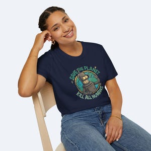 Save the Planet Bender Tee - Futurama Funny Graphic T-Shirt, Environmentalist Robot Shirt, Eco & Geek Gift image 6