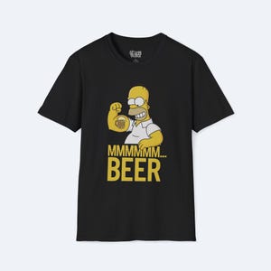Homer Mmm Beer T-Shirt - The Simpsons Graphic Tee, Funny Cartoon Shirt, Unisex Black Pop Culture Top